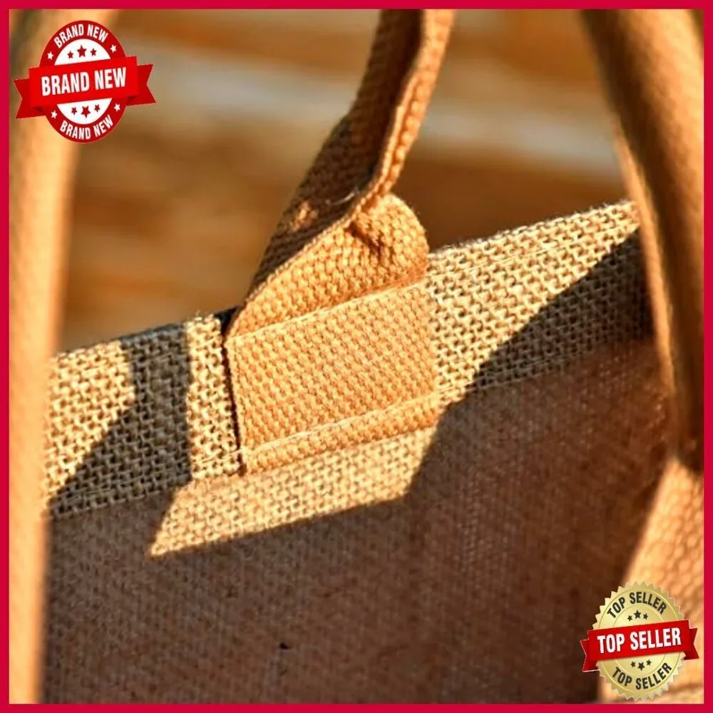 15 Pack Jute Tote Bags with Waterproof Liner, 11x13x6 Inches